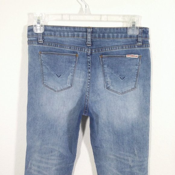 Hudson Kids Girls Distressed Crop Slim Straight Leg Boyfriend Jeans 14 Denim - Picture 6 of 13